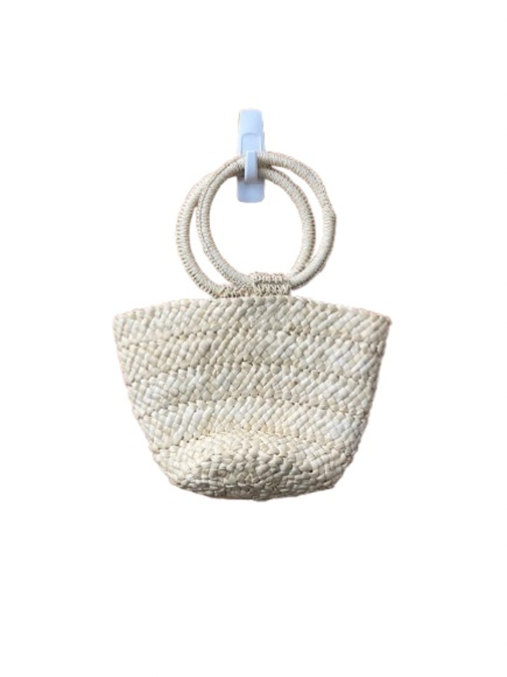 Aerie Tan Woven Tote Bag with Round Handle
